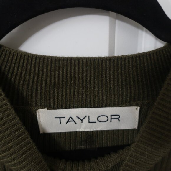 Olive Green Taylor Knit Satin Dress S NWOT - Picture 2 of 5